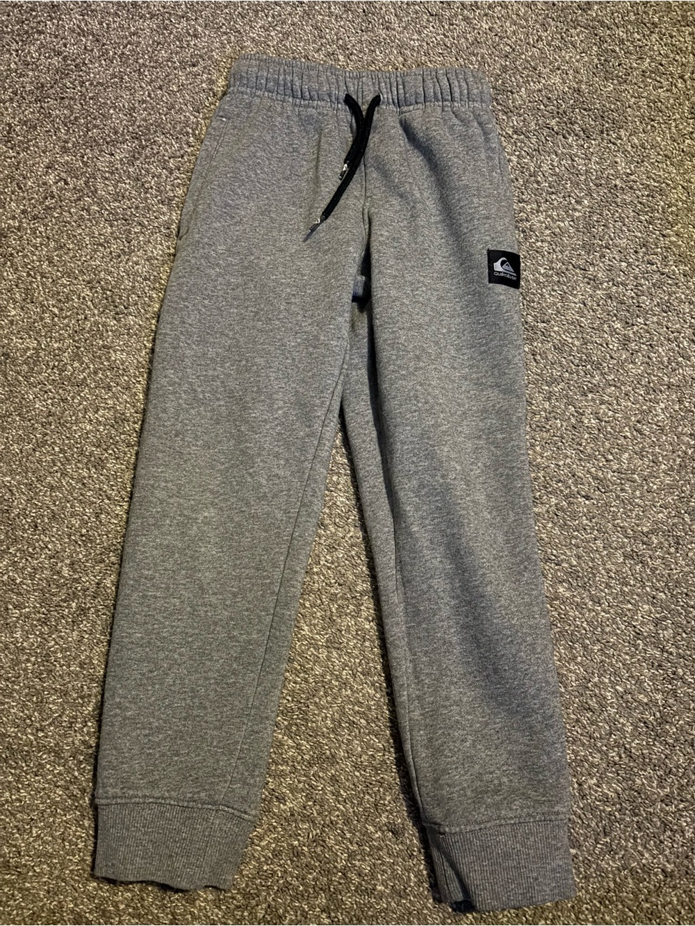 Quiksilver Kids Gray Fleece Jogger Pants with Black Drawstring